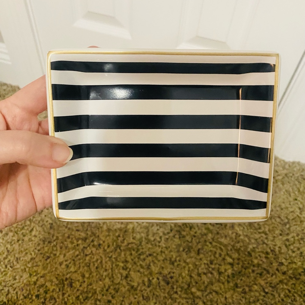 Victoria's Secret Rare Vintage Iconic Black and White Stripe Ceramic Vanity Tray